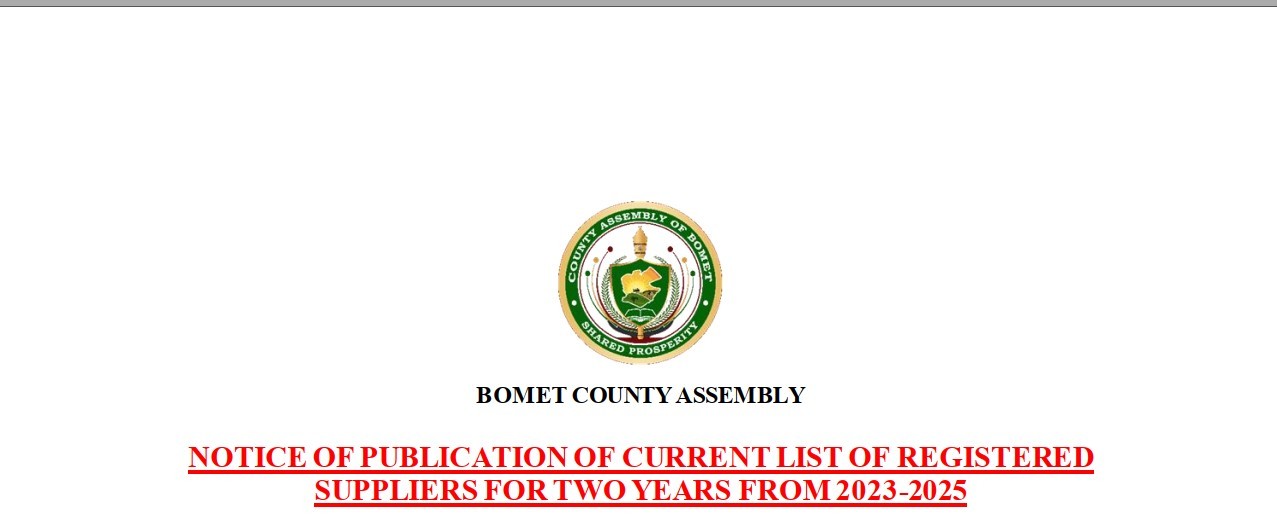 NOTICE OF PUBLICATION OF CURRENT LIST OF REGISTERED
SUPPLIERS FOR TWO YEARS FROM 2023-2025